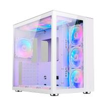 Gabinete Gamer Rise Mode Galaxy Glass Standard White, Mid Tower, ATX, Lateral e Frontal em Vidro Temperado, 10x Cooler Fan ARGB, Branco - RM-GA-GGS...