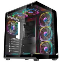 Gabinete Gamer Rise Mode Galaxy Glass X, Mid Tower, ATX, Lateral e Frontal em Vidro, Preto - RM-GA-GGX-FB Gabinete Gamer Rise Mode Galaxy Glass X, Mid Tower, ATX, Lateral e Frontal em Vidro, Preto - RM-GA-GGX-FB