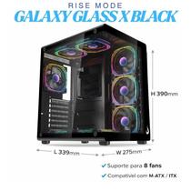 Gabinete Gamer Rise Mode Galaxy Glass X Mid Tower Vidro Temperado USB 3.0 Preto MATX ITX Sem Fan