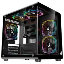 Gabinete Gamer Rise Mode Galaxy Glass X Mini, M-ATX, Lateral e Frontal em Vidro Temperado, Preto - RM-GA-GGXN-FB - RISEMODE