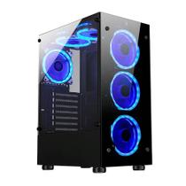 Gabinete Gamer Rise Mode Glass 06x, Mid Tower, ARGB, ATX, Lateral e Frente em Vidro, 6x Fans, Preto - RM-CA-06XB-ARGB Gabinete Gamer Rise Mode Glass 06x, Mid Tower, ARGB, ATX, Lateral e Frente em Vidro, 6x Fans, Preto - RM-CA-06XB-ARGB