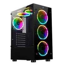Gabinete Gamer Rise Mode Glass 06x, Mid Tower, ARGB, ATX, Lateral e Frente em Vidro, 6x Fans, Preto Gabinete Gamer Rise Mode Glass 06x, Mid Tower, ARGB, ATX, Lateral e Frente em Vidro, 6x Fans, Preto