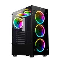 Gabinete Gamer Rise Mode Glass 06x - Vidro Temperado - 6 Coolers ARGB Inclusos - ATX - Preto