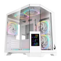Gabinete Gamer Rise Mode Zeus Glass Screen 01, Mid Tower, M-ATX, Display 3.5, Lateral em Vidro, Branco - RM-CA-ZES-01-FW
