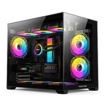 Gabinete Gamer Round5 Blast Mid Tower M-ATX Sem Fan Aquário Vidro Preto