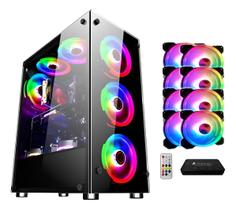 Gabinete Gamer Vidro Usb3.0 Xway 01150 Com 8 Fans Rgb Controladora