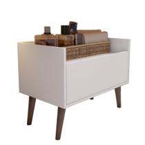 Gabinete Grecia para Banheiro com 1 Porta 1 Prateleira e Nicho para Organização Decoração Design Moderno Branco