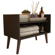 Gabinete Grecia para Banheiro com 4 Pés em Madeira 1 Prateleira para Organização Decoração Design Moderno Preto