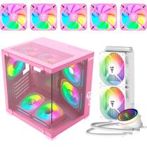 Gabinete grodd candy + 5 fan rgb candy + 1 watercooler cryos snow - clanm Gabinete grodd candy + 5 fan rgb candy + 1 watercooler cryos snow - clanm