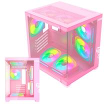 Gabinete Grodd Candy Aquário Gamer Cor Rosa Suporta Até 7 Fans e Water Cooler Com Vidro Temperado - Clanm Gabinete Grodd Candy Aquário Gamer Cor Rosa Suporta Até 7 Fans e Water Cooler Com Vidro Temperado - Clanm