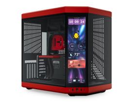 Gabinete Hyte Y70 Touch Infinite MidTower Vidro Temperado Com Tela LCD USBC Preto e Vermelho CSHYTEY70TTIRB
