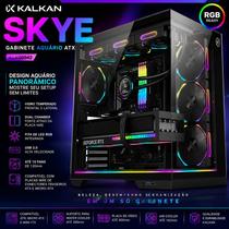 Gabinete Kalkan Skye RGB Preto Aquário ATX USB 3.0 Sem Fans