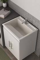 Gabinete lavanderia MDF com Tanque Mármore Sintético 40 litros com apoio- Fabribam