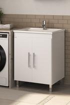 Gabinete lavanderia MDF com Tanque Mármore Sintético 55 litros com apoio - Fabribam