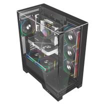 Gabinete Liketec Gamer Empire, Sky Tower, ATX, Lateral e Frontal em Vidro Temperado, Sem FANs, Dark - LC-AT-EMPIRE-2091 Gabinete Liketec Gamer Empire, Sky Tower, ATX, Lateral e Frontal em Vidro Temperado, Sem FANs, Dark - LC-AT-EMPIRE-2091