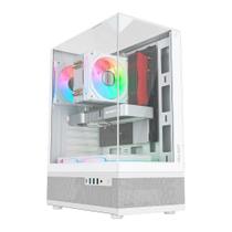 Gabinete Liketec Gamer Kingdom, Sky Tower, ATX, Lateral, Frontal e Teto em Vidro Temperado, Snow - LC-AT-KINGDOM-2096