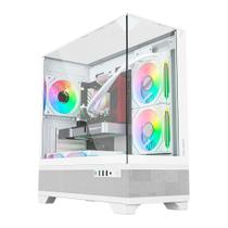 Gabinete Liketec Gamer Mahal, Sky Tower, M-ATX, Lateral, Frontal e Teto em Vidro Temperado, Sem FANs, Snow - LC-MT-MAHAL-2094