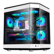 Gabinete Liketec Gamer Vidro Unreal White And Black Cube