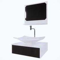 Gabinete Madri Fresno Negro 50 C/cuba + Kit Acessórios Branco