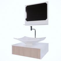 Gabinete Madri Grigio 50 C/cuba + Kit Acessórios Branco