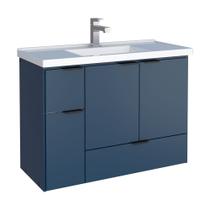 Gabinete orquidea banheiro madeira com lavatório - azul - cozimax