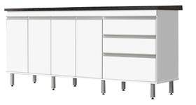 Gabinete p/ pia 2 metros 100% mdf puxador alumínio oferta branco