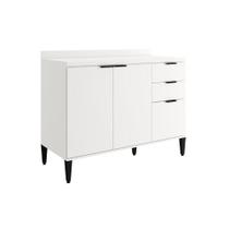 Gabinete p/ Pia Cozinha Balcão Alpha 2506 3 Portas e 2 Gavetas s/Tampo 120cm Branco - Carraro Gabinete p/ Pia Cozinha Balcão Alpha 2506 3 Portas e 2 Gavetas s/Tampo 120cm Branco - Carraro