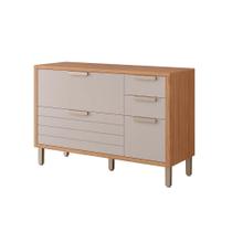 Gabinete p/Pia Cozinha Balcão Eloise c/4 Gavetas e 1 Porta Basculante Riscada c/Tampo 120 cm Freijo/Off White - MGM