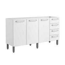 Gabinete p/ Pia Cozinha Balcão Evidence 7028 c/ 3 Portas 4 Gavetas s/ Tampo 160cm Branco - Bertolini