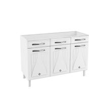 Gabinete p/ Pia Cozinha Balcão Star New Aço c/ 3 Portas e 3 Gavetas s/Tampo 120cm Branco - Telasul