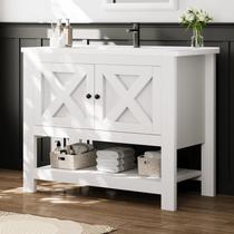 Gabinete para banheiro 4ever2buy 36" branco com pia de cerâmica estilo farmhouse Gabinete para banheiro 4ever2buy 36" branco com pia de cerâmica estilo farmhouse