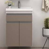 Gabinete para Banheiro 50cm com Lavatório Cewal Branco/Gianduia Gabinete para Banheiro 50cm com Lavatório Cewal Branco/Gianduia