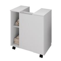 Gabinete Para Banheiro 55cm 1 Porta Com Rodízios Pequin Branco - Bechara