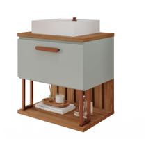 Gabinete Para Banheiro 60 Cm 100% Mdf Nicho 1 Porta Basculante Duna Mgm Móveis Pistache/Freijo