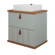 Gabinete Para Banheiro 60Cm 100% Mdf 1 Gaveta 1 Porta Basculante Milano Mgm Móveis Pistache/Freijo