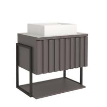 Gabinete Para Banheiro 60Cm 100% Mdf Metalon 20X20 1 Porta Basculante Frisê Mgm Móveis Titãnio