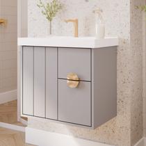 Gabinete para Banheiro 60cm com 1 Porta 2 Gavetas e Cuba de Embutir Copenhague