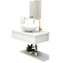 Gabinete para Banheiro 60cm com Cuba e Espelho Completo para Lavabo Casa