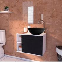 Gabinete para banheiro 60cm com cuba e espelho suspenso - Brovália