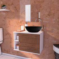 Gabinete para banheiro 60cm com cuba e espelho suspenso - Brovália