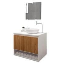 Gabinete para Banheiro 60cm com Cuba Nicho de Madeira Suspenso Casa - Brovália