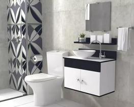Gabinete para Banheiro 60cm de Madeira Suspenso com Cuba e Espelho Lavabo - Brovália