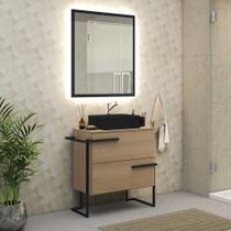 Gabinete para banheiro 78cm com cuba 03 gavetas e espelheira 512120 Móveis Bosi