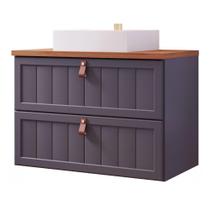 Gabinete Para Banheiro 80Cm 100% Mdf 1 Gaveta 1 Porta Basculante Sense Mgm Móveis Titânio/Freijo