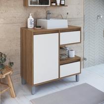 Gabinete para Banheiro 80cm 2 Gavetas 1 Porta 1 Nicho Paula