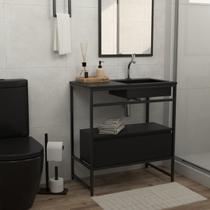 Gabinete para Banheiro 80x45cm Com Gaveteiro Estilo Industrial Iron Black Venturi