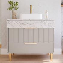 Gabinete para Banheiro 90cm com 1 Porta 1 Gaveta e Cuba de Sobrepor Riviera