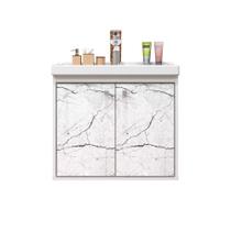 Gabinete Para Banheiro Aster 51cm Com Cuba Cerocha Branco/ Marmorizado Branco Gabinete Para Banheiro Aster 51cm Com Cuba Cerocha Branco/ Marmorizado Branco