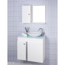 Gabinete Para Banheiro Branco Com Cuba Branca E Armario Com Espelho Aquarius Delta
