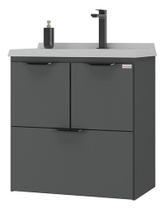 Gabinete Para Banheiro Cinza E Madeira Genebra 58x56x33 Cm - Fabribam